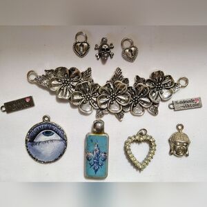 Lot of 10 Silver Tone Charms and Pendants Beading Jewelry Supplies